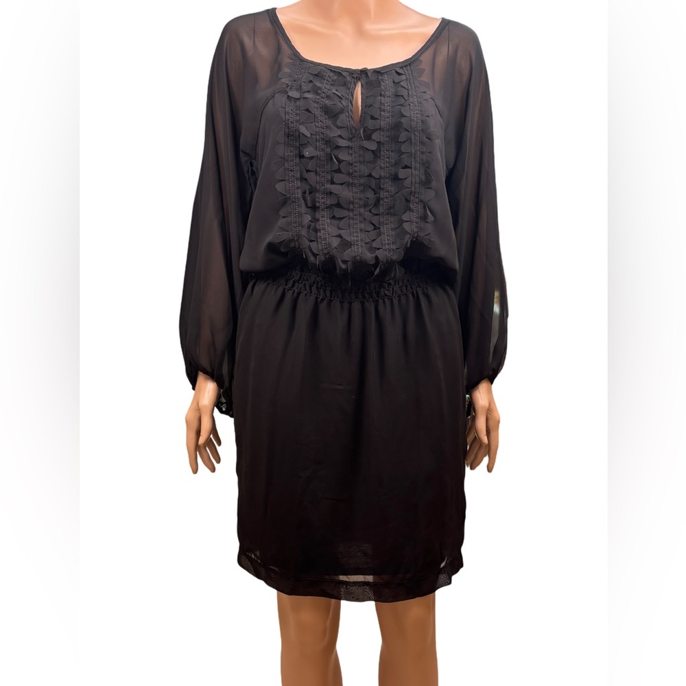 Max Studio Specialty Chic Black Long Sleeve Dress Medium